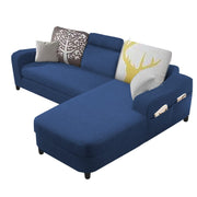 Amanda RHS 4 Seater L Shape,Sofa Set for Living Room (Blue Fabric)