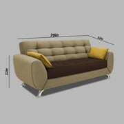 Leadown 3 Seater Sofa for Living Room (Cream Brown) Premium Fabric Sofa