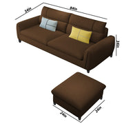 Francis 3 Seater Sofa with Ottoman Set for Living Room (Brown Fabric)