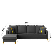 Casaliving Mandis LHS 4 Seater L Shape Sofa Set for Living Room (Black Fabric) Premium Fabric Sofa
