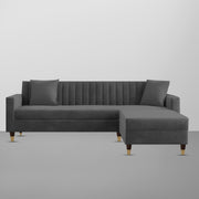 Casaliving Garcia 5 Seater L Shape Convertible Sofa Set for Living Room, 5 Seater & Ottoman Modular Sectional Couch for Small Space (Black Colour) Fabric