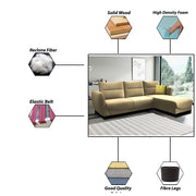 Stella RHS 4 Seater L Shape Sofa Set for Living Room (Cream) Premium Velvet Fabric Sofa