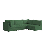 Lenser L Shaped Sofa Set for Living Room (Green Fabric) Premium Fabric Sofa Set