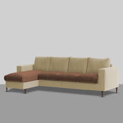 Charmi LHS 6 Seater L Shape Sofa Set for Living Room (Cream Brown Fabric) Premium Fabric Sofa