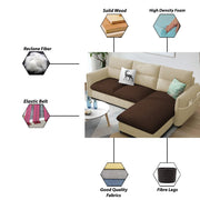 Andon 4 Seater L Shape Sofa Set for Living Room (Cream Brown Fabric) Left Side Sofa