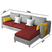 Asser RHS 4 Seater L Shape Sofa Set for Living Room (Maroon Grey) Premium Fabric Sofa