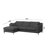 Cortina LHS 4 Seater L Shape Sofa Set for Living Room (Black Fabric) Premium Fabric Sofa