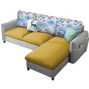 Andon 4 Seater L Shape Sofa Set for Living Room (Yellow Grey) Right Side Sofa