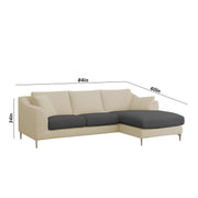 Cortina RHS 4 Seater L Shape Sofa Set for Living Room (Cream Black Fabric) Premium Fabric Sofa