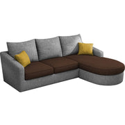 Shrank Round Lounger L Shape 4 Seater Sofa Set for Living Room (Brown Grey) Fabric Sofa | RHS