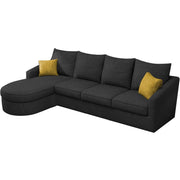 Shrank Round Lounger L Shape 6 Seater Sofa Set for Living Room (Black) Fabric Sofa | LHS