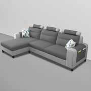 Lanorome LHS 4 Seater L Shape Sofa Set for Living Room- (Dark Grey) Premium Fabric Sofa