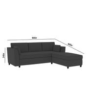 Blustin RHS 4 Seater L Shape Sofa Set for Living Room (Black Fabric) Premium Fabric Sofa