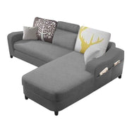 Amanda RHS 4 Seater L Shape,Sofa Set for Living Room (Grey Fabric)