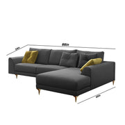 Viva RHS 6 Seater L Shape Sofa Set for Living Room (Dark Grey) Premium Fabric Sofa