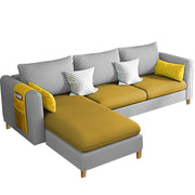 Asser LHS 4 Seater L Shape Sofa Set for Living Room (Yellow Grey) Premium Fabric Sofa