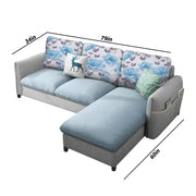 Andon 4 Seater L Shape Sofa Set for Living Room (Light Blue Grey) Right Side Sofa
