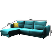 Stella LHS 4 Seater L Shape Sofa Set for Living Room (Pine) Premium Velvet Fabric Sofa