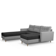 Ashton RHS 4 Seater L Shape Sofa Set with Center Table for Living Room (Black Grey Fabric) Premium Fabric Sofa