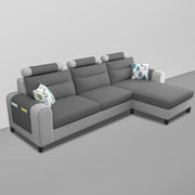 Lanorome RHS 4 Seater L Shape Sofa Set for Living Room- (Dark Grey) Premium Fabric Sofa
