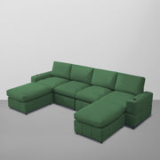 Rone 6 Seater L-Shaped & U-Shaped Sofas Set for Living Room – (Green Colour Fabric) Premium Comfort Sofa