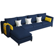 Asser LHS 6 Seater L Shape Sofa Set for Living Room (Blue) Premium Fabric Sofa
