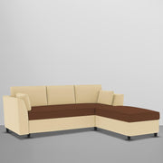 Blustin RHS 4 Seater L Shape Sofa Set for Living Room (Cream Brown Fabric) Premium Fabric Sofa