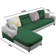 Amanda LHS 6 Seater L Shape,Sofa Set for Living Room (Green Grey Fabric)