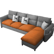 Andon 6 Seater L Shape Sofa Set for Living Room (Black Grey Fabric) Left Side Sofa