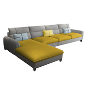 Francis 6 Seater Sofa Set for Living Room (Yellow Grey Fabric) Left Side Sofa
