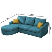 Shrank Round Lounger L Shape 4 Seater Sofa Set for Living Room (Turquise) Fabric Sofa | LHS