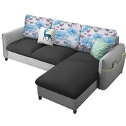 Andon 4 Seater L Shape Sofa Set for Living Room (Black Grey) Right Side Sofa