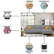 Antonio LHS 4 Seater L Shape Sofa Set for Living Room (Grey Premium Fabric)