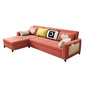 Denis 5 Seater L Shape Sofa Set for Living Room (Pink) Left Side