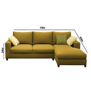 Rihan 4 Seater L Shape Sofa Set with Ottoman for Living Room (Yellow Fabric) Right Side Sofa