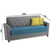 Francis 3 Seater Sofa Set for Living Room (Turquise Grey) Fabric