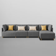 Salina LHS 6 Seater L Shape Sofa Set for Living Room (Black) Premium Fabric Sofa