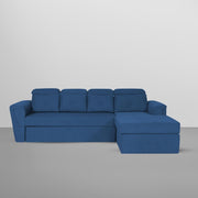 Elvi RHS 6 Seater L Shape Sofa Set for Living Room (Blue Fabric) Premium Fabric Sofa