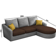 Shrank Round Lounger L Shape 4 Seater Sofa Set for Living Room (Brown Grey) Fabric Sofa | RHS