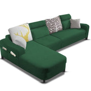 Amanda LHS 6 Seater L Shape,Sofa Set for Living Room (Green Fabric)