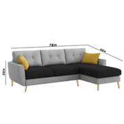 Lizel RHS 4 Seater L Shape Sofa Set for Living Room (Black Grey Fabric) Premium Velvet Fabric Sofa