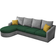 Shrank Round Lounger L Shape 6 Seater Sofa Set for Living Room (Green Grey) Fabric Sofa | LHS