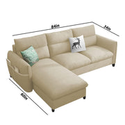 Andon 4 Seater L Shape Sofa Set for Living Room (Cream Fabric) Left Side Sofa | Premium Fabric Sofa