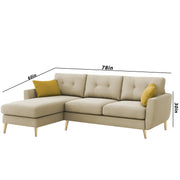 Lizel LHS 4 Seater L Shape Sofa Set with Center Table for Living Room (Cream Fabric) Premium Velvet Fabric Sofa