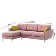 Lizel LHS 4 Seater L Shape Sofa Set for Living Room (Pink Fabric) Premium Velvet Fabric Sofa