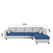 Dorian RHS 6 Seater L Shape Sofa Set for Living Room (Blue Grey Fabric) Premium Fabric Sofa