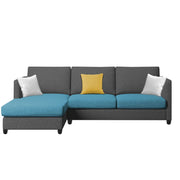 Hanery 4 Seater L Shape Sofa Set for Living Room | Colour - Blue Black