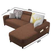 Amanda RHS 4 Seater L Shape,Sofa Set for Living Room (Brown Fabric)