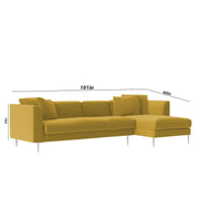 Vesco RHS 6 Seater L Shape Sofa Set for Living Room (Yellow) Premium Fabric Sofa