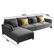Delton LHS 6 Seater L Shape Sofa Set for Living Room (Dark Grey) Premium Fabric